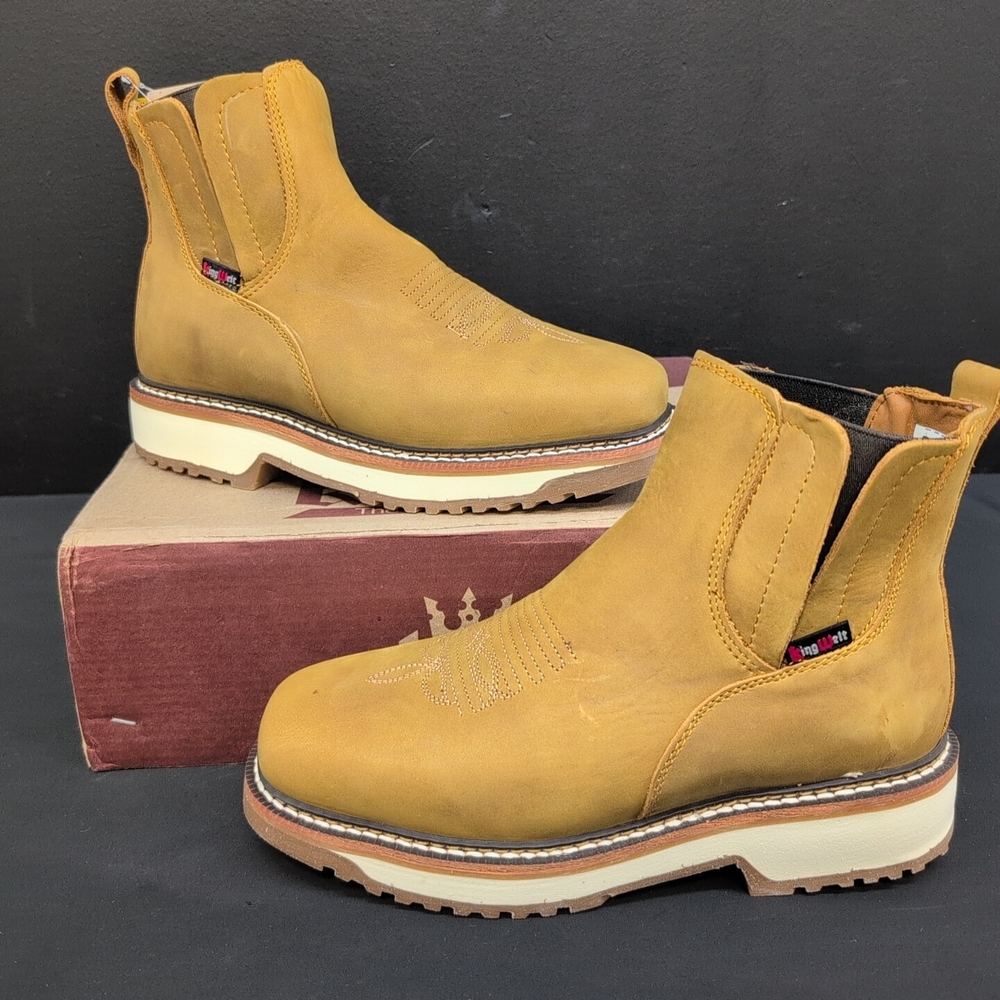 King Welt Arizona Leather Double Density Men's Short Work Boots US 7 Desert